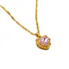 Colar Tiliani estilo Europeu e Americano novo minimalista coração de diamante rosa zircônia cúbica, charmoso colar feminino coração strass, atacado