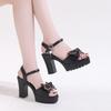 Sandalias de Tacón Alto para Mujer, Tacones Gruesos, Plataforma Impermeable, Piel Suave Nueva, Suelas Gruesas, Mayor Comodidad, Zapatos Transparentes y Ligeros para Mujer