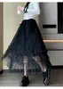 Saia de Bolo em Camadas com Design de Renda, Novo Estilo Primavera/Verão 2026, Saia Midi de Cintura Alta Evasê para Mulheres