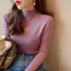 Suéter Base Negro de Cuello Alto para Mujer Otoño/Invierno Tejido de Cachemir Talla Única