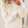 Suéter de Punto para Mujer Talla Grande de Color Sólido para Otoño e Invierno, Comercio Exterior, Top de Cuello Redondo, Suéter Pulóver Holgado, Capa Base Versátil