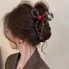Presilha de Cabelo Vintage Leopardo Laço Pérola Grande Mordedor Presilha de Cabelo Feminina 2024 Novo Clipe de Alto Padrão Acessórios de Cabelo