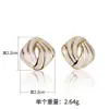Aretes de Stud para Mujer con Personalidad Simple Europea, Rombo Cuadrado Hueco, Textura de Temperamento Dopamina, Pendiente de Acero Inoxidable