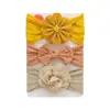 Set de Diademas Europeas y Americanas para Niños Flor de Gasa Lazo Suave de Nylon Diadema Ancha para Bebé Juego de Tres Piezas