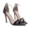 Tacones Altos Sandalias de Tacón Alto Cierre Mujer Talla Grande Tacones Altos Puntiagudos con Pedrería Negra Comercio Exterior Zapatos de Serpiente