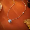 Collar Clásico de Trébol de Cuatro Hojas Azul, Gama Alta, Moderno y Elegante, Cadena de Cuello Estilo Chanel, Exquisito y Versátil para el Uso Diario, Cadena para la Clavícula