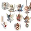 Boneca Anjo Vitoriana Plana 2D de 9 Peças Madeira Tradicional Feriado Natal Janela Festa Decoração Enfeite de Pendurar