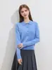 Cardigan Simples de Lã de Alta Qualidade com Gola Polo para Mulheres Primavera/Outono Novo Solto Casual Versátil
