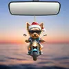 Nuevo Colgante de Navidad para Perro de Monta en Motocicleta Acrílico Plano Transfronterizo Decoración Navideña Colgante