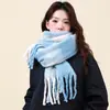 Bufanda de Mohair de Colores Estilo Coreano para Mujer, Chal de Invierno, Versátil con Borlas, Nueva 2026 Bufanda Cálida, Bloques de Color Coloridos
