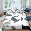 Funda de edredón con estampado digital de tiburón de dibujos animados transfronteriza, juego para decoración de dormitorio, juego de ropa de cama de animal marino
