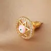 Nuevos pendientes populares para mujer de cobre con microincrustaciones de circonita, pendientes redondos de hexagrama, pendientes de moda vintage, venta al por mayor