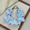 Goma para el pelo de cuadros con lazo de fresa, correa para teléfono para niñas, correa de tela para la muñeca para prevenir pérdidas, accesorio para bolso y llaves