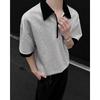 Camiseta Raglán Americana con Media Cremallera para Hombre Verano Nueva Moda Marca Color Contrastante Polo con Solapa Manga Corta Holgada Manga Cinco Cuartos