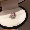 Anillo Abierto Ovalado de Circonita Ins Dulce Versátil Moda Commuter Anillo para Dedo Índice Joyería de Nicho de Alta Gama para Mujeres