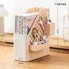 Caixa de armazenamento de livros para mesa, suporte de livros com painel perfurado, organizador de arquivos para mesa de estudante, organizador de estação de trabalho, prateleira de armazenamento