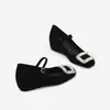 Zapatos Planos de una Sola Correa con Hebilla Cuadrada de Pedrería, Boca Baja para Mujer, Estilo Otoño 2025, Zapatos Mary Jane con Tacón Oculto, Tacones Altos para el Trabajo y el Uso Diario