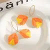 Pendientes de Hojas Tejidos Coloridos de Primavera con Líneas, Estilo Exagerado Europeo y Americano Que Hacen que el Rostro Parezca Más Pequeño