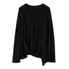 Suéter de Punto Fino con Cuello en V de Manga Larga para Mujer, Color Sólido Irregular Holgado, Pulóver Camisa Base, Nuevo para Primavera y Otoño 2026