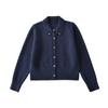 Suéter Delgado Casual Francés Universitario con Cuello Polo para Mujer Otoño Retro Botón Suave Ceroso Holgado Dulce Chica Chaqueta de Punto