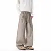 Calça Social Risca de Giz Estilo Old Money para Homens, Marca Americana Tendência Calça Casual Lisa, Calça Longa Drapeada de Corte Reto Estilo Preguiçoso