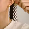 Pendientes de borla largos Mori de lujo ligeros con hebilla de oreja de perla simple europea y americana, nuevos pendientes al por mayor