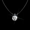 Collar de plata de ley 925 con línea de pesca y diamante único de cuatro garras, joyería al por mayor, fábrica directa, collar simple de lujo a la moda