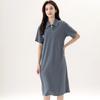 Bata, Pijama, Camisón de Verano para Mujer con Cuello Polo de Solapa, Manga Corta, Falda Larga, Se Puede Usar Afuera, Holgado, Largo, Ropa de Casa por Encima de la Rodilla, Transpirable y Fresco