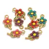 Acero Inoxidable Lindo Flor Colgante Doble Cara Gota de Aceite Accesorios DIY Colgante Pulsera Collar Aretes Accesorios