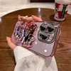 Funda de Teléfono Totalmente Chapada con Soporte de Gato KT y Espejo de Maquillaje para Chicas, Funda de Teléfono con Soporte Horizontal de Escritorio de Moda
