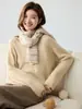 Suéter base de punto Kangbaolai para mujer, 25% seda de morera 75% cachemira, cuello redondo, mangas raglán, corte holgado, estilo casual