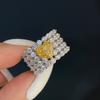 Suministro en vivo de Douyin anillo de amor de diamante amarillo completo blogger de Xiaohong con el anillo de amor de diamante amarillo de plata de ley 925