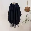 Cuello de Piel Sintética de Zorro Otoño e Invierno Chal Grueso de Moda con Borlas Precioso Elegante Ropa de Abrigo para Mujer Antigua y Moderna