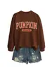 Temporada de Calabaza Amazon Ebay Estación Independiente Moda Elegante Sudadera de Cuello Redondo para Mujer Camiseta Básica Exportación