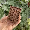 Caja Cuadriculada Color Madera Vintage Zakka Transfronteriza, Soporte de Joyería Miniatura de Madera, Adorno de Almacenamiento de Muestras Minerales