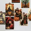 10 Tarjetas de Felicitación de Halloween Transfronterizas, Calabaza, Gato Negro, Postales de Calavera, Tarjetas de Mensaje, Tarjetas Festivas, Ilustraciones Retro