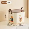 Caixa de Armazenamento de Mesa Quadrada Grande Capacidade com Tampa Brinquedos Lanches Caixa de Organização para Casa Padrão de Desenho Animado Balde de Armazenamento Criativo