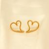Aretes de moda de acero de titanio transfronterizo con diseño de corazón, chapados en oro de 18k, acero inoxidable, hebilla para la oreja de corazón, joyería sencilla