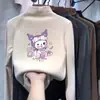 Blusa térmica infantil com forro de fleece, gola alta parcial, mangas compridas, outono e inverno, roupa íntima espessa para meninas, camada base fofa