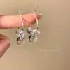 Pendientes de Aro de Cristal de Colores Frescos y Sencillos para Mujer, Pendientes de Aro Estilo Bosque Frescos y Discretos, Pendientes Largos Versátiles para Salidas