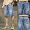 Pantalones Cortos de Mezclilla para Trabajo para Hombre Verano Delgados Sueltos de Marca de Moda Casual Americano Pantalones de Cinco Puntos 2024 Nuevos Pantalones de Montar