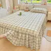 2026 Nueva Falda de Cama de Algodón Puro Pieza Única, Estilo Princesa Todo Algodón, Cubre Cama con Dobladillo Oculto, Juego de Falda de Cama a Prueba de Polvo