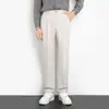 Pantalones de Verano Finos de Seda de Hielo Estilo Coreano Casual para Hombre, Rectos Ajustados, Pantalones Sueltos con Caída Formal Profesionales