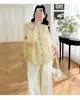 Conjunto de Duas Peças para Gestante Estilo Coreano Mom Tendência - Camisa Listrada Solta + Calça de Perna Larga - Novo Estilo Fresco Primavera 2026