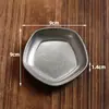 Plato pequeño para salsa de barbacoa retro con compartimentos, Plato para condimentos de acero inoxidable con dos compartimentos, Plato de salsa de tres compartimentos estilo coreano, Plato compartimental para condimentos