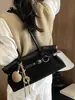 Bolsa de ombro vintage descontraída de grande capacidade, bolsa de ombro única elegante estilo motocicleta, bolsa tote estilosa para sair e ir ao trabalho