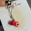 Llavero colorido de frutas con cascabeles, sandía, granada, guayaba, colgante de juguete de comida en miniatura, accesorio versátil para bolso