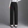 Calças retas da moda para mulheres, novo estilo outono 2026, cintura alta, com caimento, afina a silhueta, calças compridas casuais, calças de perna larga estreita
