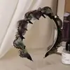 Faixa de Cabeça Versátil de Luxo com Malha e Strass em Forma de Onda Dentada para Mulheres, Faixa de Cabeça da Moda Antiderrapante para Styling, Presilha de Cabelo para Lavar o Rosto