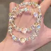 Pulseira de Cristal Artificial Laranja Estilo Bolha Água-Marinha, Design de Nicho Moderno e Luxuoso, Presente Perfeito para Melhores Amigas e Estudantes